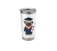 Pug Graduation Cap Diploma Animal Design Stainless Steel Insulated Tumbler