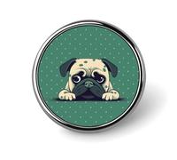 Pug Green Polka Dot Brooch Pins Lapel Pins for Men Women Badge Button Cover Decorative Jewelry Charms for Hats Bags Backpacks Suits Shirts Scarves Clothing Accessories Banquet Wedding Gift