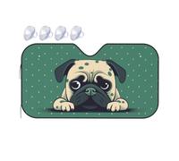 Pug Green Polka Dot Car Windshield Sun Shade Foldable Car Sun Shade Front Windshield Sunshade Windshield Cover Reflective Sun Visor Keep Your Vehicle Cool for Most Sedans SUV Truck
