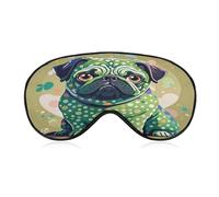 Pug Green Polka Dot Eye Mask, Adjustable Strip, Blocks Light Sleep Mask, Sleep Eye Mask for Night Sleeping Travel Nap 8.1 * 4.1 Inches