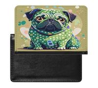 Pug Green Polka Dot Passport Holder Passport Cover Protector Essentials with Credit Card Slots for Women Men