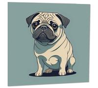 Pug Greeting Card - Pug Dog Drawing Pug Birthday Card 145 x 145mm