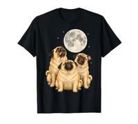 Pug Howling At The Moon Funny Lover Dog Owner Mom Dad Pop T-Shirt