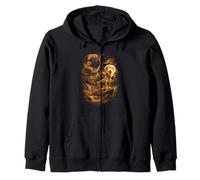 Pug Howling Moon Puggle Dog Fantasy Forrest Wilderness Zip Hoodie