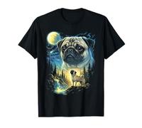 Pug Howling to The Moon Meme Funny 90's Pug Dog Lover Owner T-Shirt