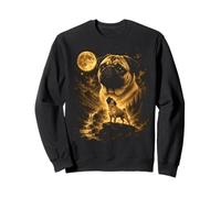Pug Howling To The Moon Wilderness Landscape Mountain Sweatshirt