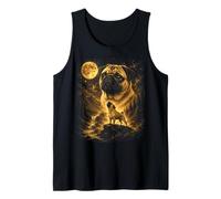 Pug Howling to The Moon Wilderness Landscape Mountain Tank Top