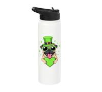 Pug I Love Irish Heart Saint Patrick's Day Stainless Steel Insulated Water Bottle