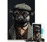 Pug in A Suit Adults 1000 Piece Jigsaw Puzzle Brain Challenge Toy Stress Relief Clear Cut Wall Art Decor (38x26cm)