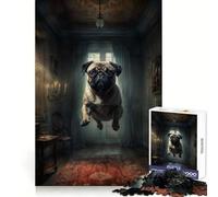 Pug in Haunted Mansion 1000 Piece Jigsaw Puzzles for Teenagers Jigsaw Boost Recall Soothing Play Tight Edge Premium Gift (38x52cm)