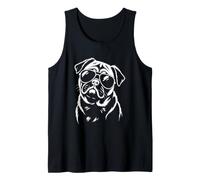 Pug in Sunglasses Cool Portrait Minimalist Tank Top