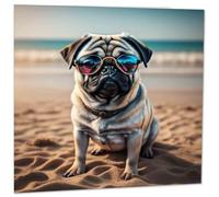 Pug in Sunglasses Greeting Card Pug Dog 145mm x 145mm