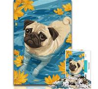 Pug in The Water Jigsaw Puzzles for Teenagers 1000 Piece,Educational Games Home Decoration Suitable for Desktop Decoration (50x75cm)