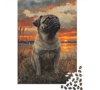 Pug Jigsaw Puzzles 500 Pieces for Adults Wooden Puzzles Brain Exercise Challenge Game Entertainment Gifts Teenagers Family Activity 500pcs (52x38cm)