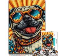 Pug Jigsaw Puzzles for Adults 1000 Pieces,Challenging To Complete But Fun And Humorous with Matching Poster And Trivia Sheet 38x26cm