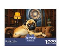 Pug Jigsaw Puzzles Kid Age 12 Years Up Impossible And Difficult Challenge 1000 Pieces Pet Dog Challenging Puzzle Games Puzzle Games There Are Letters on The Back 38x26cm/1000pcs