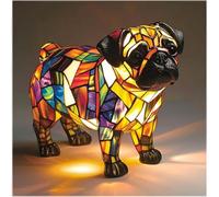 Pug Lamp, Pug Table Lamp with USB Port, 8/12in Cute 3D Illusion Decorative Pugs Night Light,Pugs Gifts for Pugz Lovers,Optical Illusion Lamps for Home, Office, Bedroom (A)