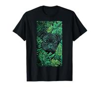 Pug Leaf Camouflage Pattern Green Leaves Wildlife T-Shirt