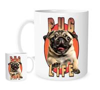 Pug Life - 11oz Ceramic Mug Featuring a Picture of a Pug Dog.