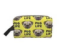 Pug Life Cute Pug Face YellowMakeup Trave Bag for Women,Cosmetic Large Capacity Organizer