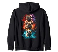 Pug Lightning Fantasy Dog Art Design Zip Hoodie