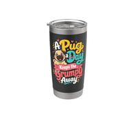 Pug Lover A Pug a Day Keeps Grumpy Away Stainless Steel Insulated Tumbler