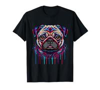 Pug Lover Colorful Portrait Dog Animal Cute Pug Owner T-Shirt