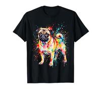 Pug Lover Colorful Portrait Dog Animal Cute Pug Owner T-Shirt