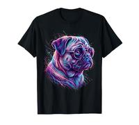 Pug Lover Colorful Portrait Dog Animal Cute Pug Owner T-Shirt