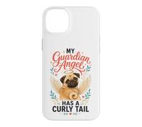 Pug Memorial Guardian Angel Has a Curly Tail Case for iPhone 14 Plus