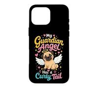 Pug Memorial Guardian Angel Has a Curly Tail Case for iPhone 16 Pro Max