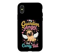 Pug Memorial Guardian Angel Has a Curly Tail Case for iPhone X/XS