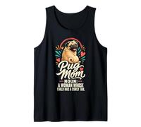 Pug Mom: A Woman Whose Child Has a Curly Tail Tank Top