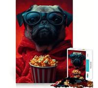 Pug Movie Night Jigsaw Puzzle for Adults 1000 Pieces Boost Recall Leisure Fun Accurate Edge Lovely Present (50x75cm)