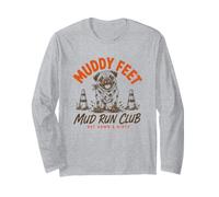 Pug Muddy Feet Mud Run Club Get Down and Dirty Long Sleeve T-Shirt