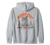 Pug Muddy Feet Mud Run Club Get Down And Dirty Zip Hoodie
