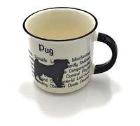 Pug Mug - Dog Silhouette in Black on White Mug, Characteristics on Cup. Coffee Mug/ Tea Cup. Great Gift/ Present idea for Dog Owners.