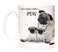 Pug Mug. Life is Better with A Pug. Dog Ceramic Gift Mug.