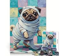 Pug Mummy with Toilet Paper Hard Jigsaw Puzzle for Adults 1000 Pieces Boost Memory Soothing Play Premium Cut Perfect Present (38x52cm)