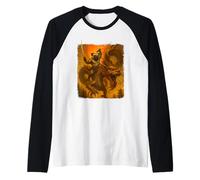 Pug Ninja Riding Dragon Japanese Samurai Ukiyo-E Dog Lover Raglan Baseball Tee