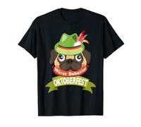 Pug Oktoberfest Lederhosen Alpine Hat Costume T-Shirt