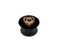 Pug Paw Print Watercolor Heart Lover PopSockets Adhesive PopGrip