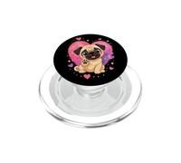 Pug Paw Print Watercolor Heart Lover PopSockets PopGrip for MagSafe