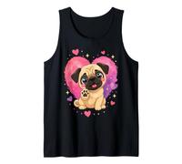 Pug Paw Print Watercolor Heart Lover Tank Top