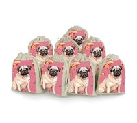 Pug Pizza Bunches Pocket Cotton And Hemp with Drawstring 8 Pieces Reusable Gift Bags Jewelry Pouch for Wedding DIY Craft Party (4.9 X 6.7 Inch)