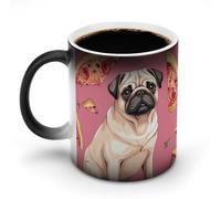 Pug Pizza Color Changing Mug Heat Changing Coffee Mugs Funny Heat Activated Mug Ceramic Magic Cup Novelty Coffee Mugs 12 Oz Unique Tea Cup Birthday Gift for Women Men