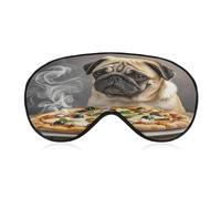 Pug Pizza Eye Mask Sleep Mask for Side Sleeper Women Men Pressure-Free & Light Block-Out Blindfold Soft Comfortable Eye Covers Breathable Blindfold Adjustable