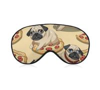 Pug Pizza Party Print Sleep Mask Soft Blackout Eye Mask Eye Shade Cover with Adjustable Strap for Men Women