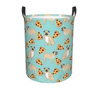 Pug Pizza Party Printing Circular Storage Bin â€“handles,Large Clothes Basket, Stores Decor, Clothes & Daily Essentials
