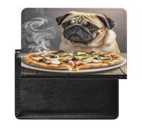 Pug Pizza Passport Holder with Card Slots Portable Passport Cover Compact Waterproof Passports Protector